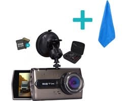 Setix Dashcam Go Met Microvezeldoek - Voor en Achter Camera – Inclusief 32GB SD kaart - Full HD 1080P Resolutie – Met Opbergcase tegen Diefstal - Nachtzicht – Plug & Play - Parkeermodus - 170 Graden Kijkhoek – Loop Recording – 2025 Auto Camera