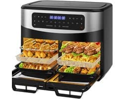 Airfryer Dubbele Zone - XXL Airfryer - Gezond Koken - Twee Vensters - 12 Liter - Zwart