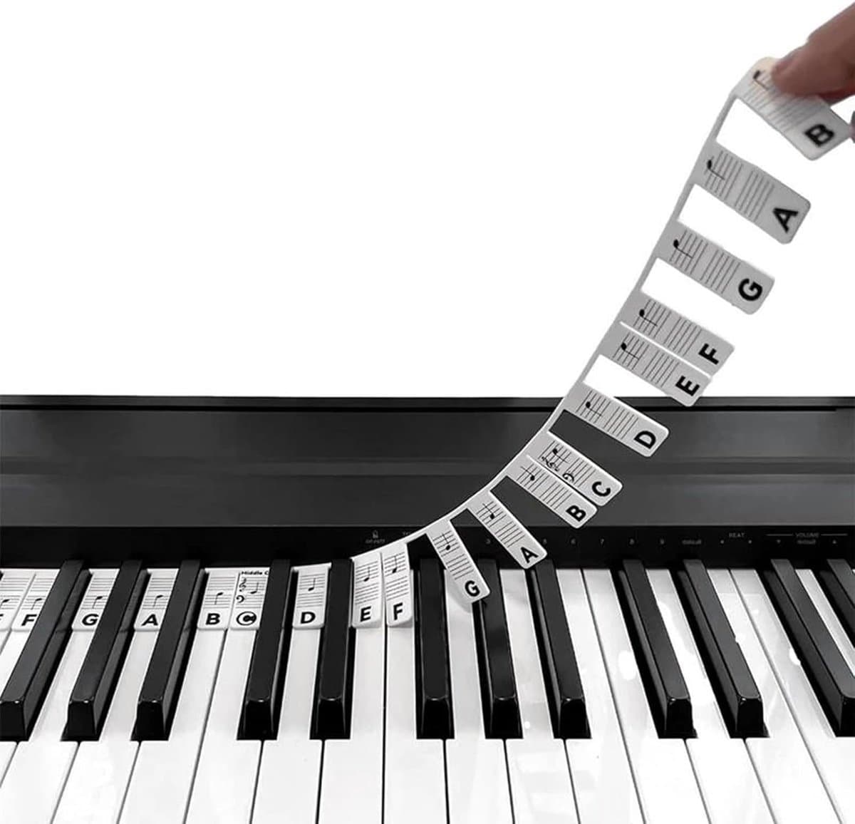 Siliconen Pianostickers voor 61 Toetsen - Verwijderbare Keyboard Stickers Zonder Lijm - Piano Hulpmiddelen voor Beginners en Kinderen Wit — afbeelding 1