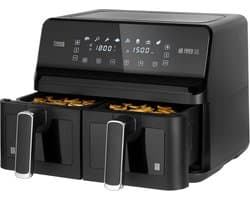 Dubbele Heteluchtfriteuse - Airfryer Duo - Gezond Koken - Twee Manden Tegelijk - 8 Liter - Zwart
