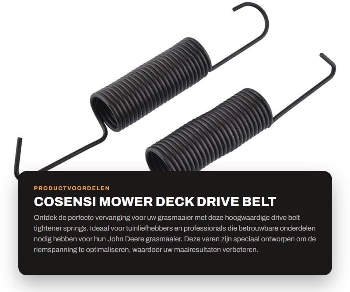Dailygoods- Drive Riem Vervanging - Maaier Dek Riem - Drive Belt Tightener - Geschikt voor John Deere - Totale lengte 6,5 inch - Buitendiameter 2,4 cm - Maaieronderdeel — afbeelding 1