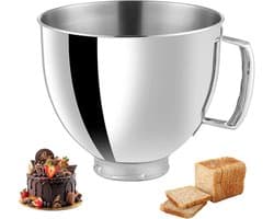 RVS Mengkom - Keukenmachine Kom - Beslag Maken - Met Handvat - 4.5L - Zilver