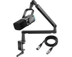 FIFINE TAM8 XLR - USB / XLR Studio microfoon - Flexibele Arm ( BM88 ) - Met kabelgoot - Geschikt voor PC/PS4/PS5 - RGB - Podcast - Gaming - Streaming - Zwart