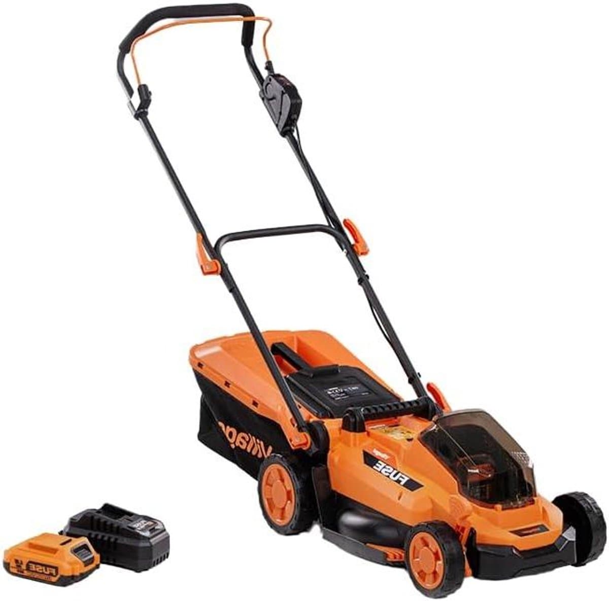 Accugrasmaaier - Draadloze grasmaaier - Gazononderhoud - Borstelloze motor - 330 mm maaibreedte - Oranje — afbeelding 1