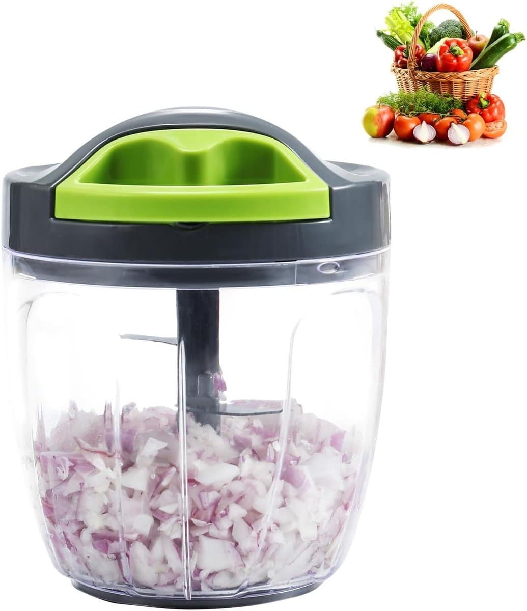 Handmatige Keuken chopper - Groentehakker Voedselmixer - Maaltijden Voorbereiden - Roestvrijstalen Messen - 900ml - Groen — afbeelding 1