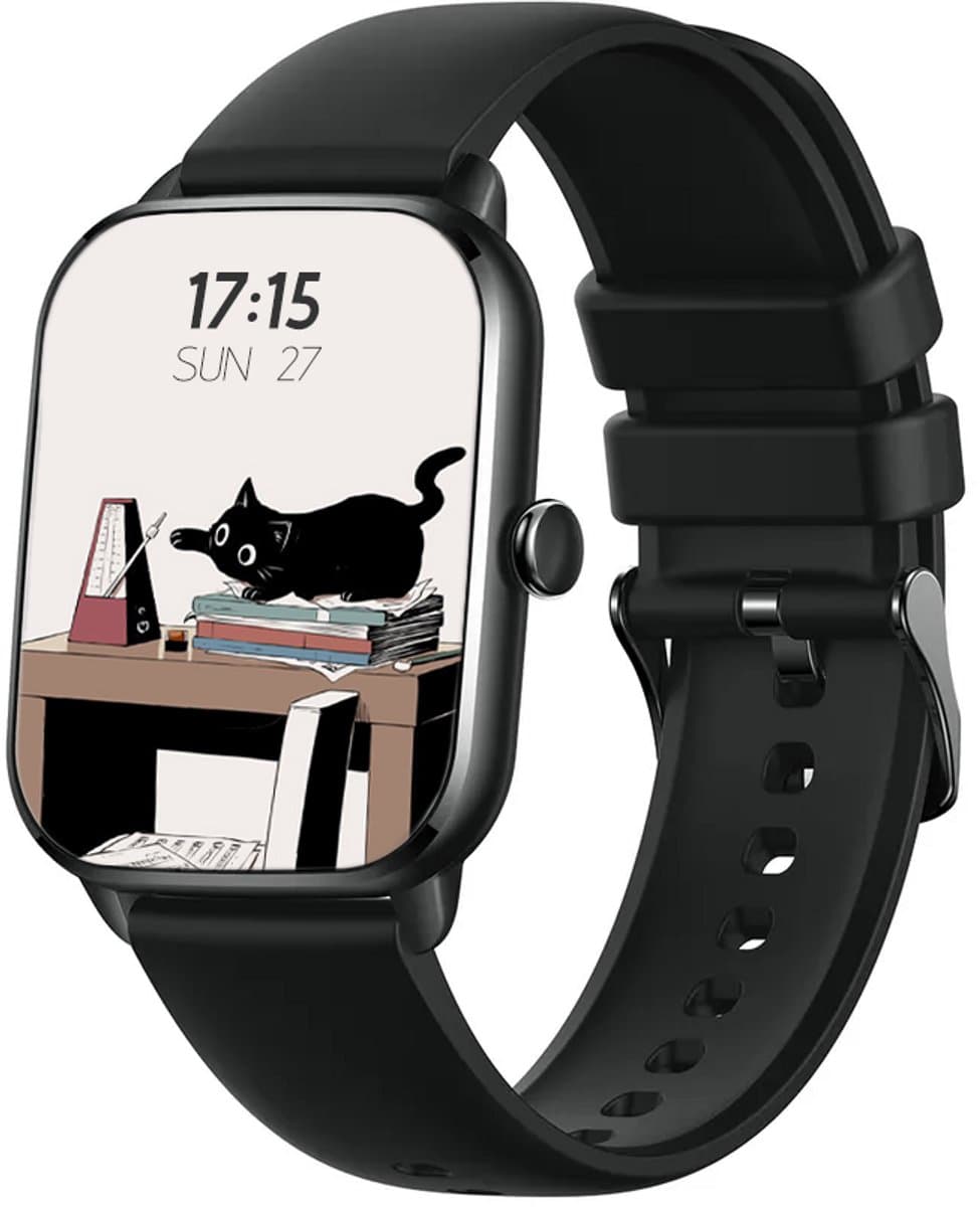 New Quint Smartwatch - Full HD Touchscreen 1.9" - Met Belfunctie - Smartwatch Dames & Heren- Luxueus-Nonchalant Design - iOS en Android - Stappenteller en Hartslagmeter - Lange Batterijduur - MineralBlack / Zwart - Nederlandstalig — afbeelding 1