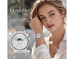 Knobbout 1.27" (3,2 cm) Scherm Smartwatch met Fonkelende Strass Steentjes – Luxe Design | Bellen via Bluetooth | Hartslag, Bloeddruk & SpO2 | IP67 Waterdicht | BT 5.3 | HD Scherm -Zilver