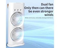Draagbare desktop radiator met afstandsbediening en dubbele ventilator, mini-ventilator met drie gaten voor ijsnevel en dubbele kop, oplaadbare afstandsbediening met snoer, stille USB-watervernevelaar met gekleurde lichtventilator, kleine radiator.