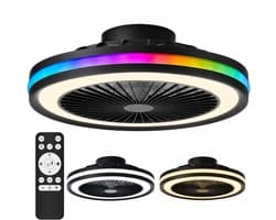 Lumirex Plafondventilator Met Verlichting - Stille Ventilator Incl. Afstandsbediening - 49cm - LED - 3000-6500K Dimbaar - ICRGB - Zwart