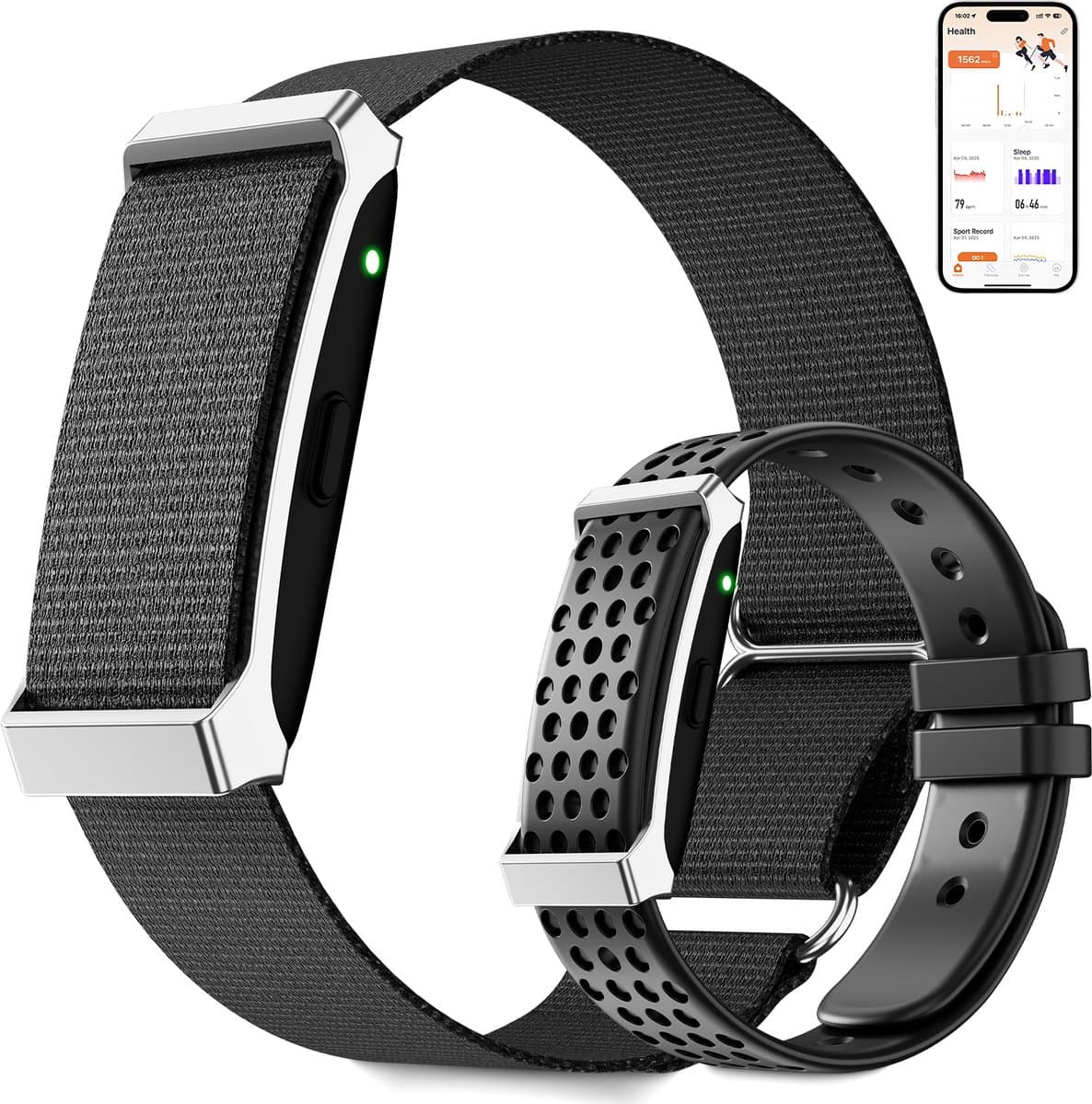 Lichtgewicht fitnessarmband voor 24/7 gezondheidsmonitoring, meer dan 120 sportmodi en slaapanalyse – 1 ATM waterdichte activity tracker met meldingen – zwart — afbeelding 1