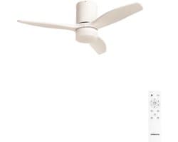 CREATE - Stille 40W plafondventilator met technische ABS bladen (Ø112cm) (ruimtes ≤10m²) - Wit - Met licht - Afstandsbediening - WIND CALM