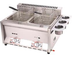 Gas Friteuse - Dubbele Cilinder - Professioneel Frituren - Verstelbare Vuurkracht - 45x56x35 cm - Zilver