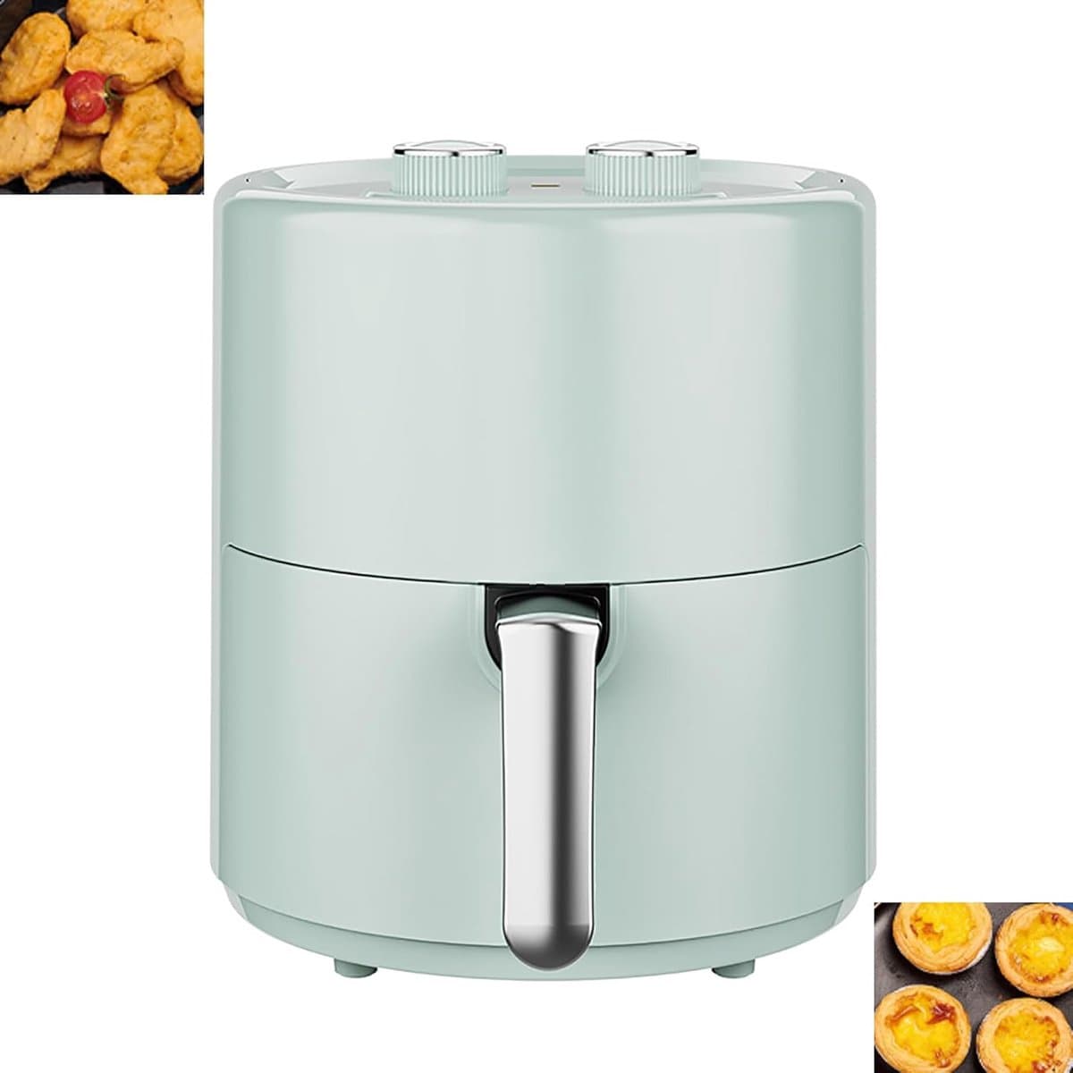 Airfryer Oven - Dubbele Functie - Gezond Koken - Automatische Uitschakelfunctie - 31x25x30cm - Groen — afbeelding 1