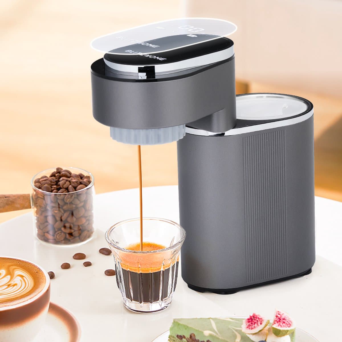 BLITZHOME C180 Mini-Koffiemachine Volautomatische – Draagbare Espressomachine, 15 Bar, Warm & Koud Extractie, Eenvoudig te Reinigen voor Thuis, Kantoor en Onderweg — afbeelding 1