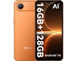OSCAL FLAT 3C Smartphone - 4G Dual SIM - 16GB RAM - 128GB ROM - 6,56 inch - Android 16 Telefoon - 5000mAh 336Uren - 32MP - GPS - Oranje