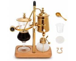 CINK Brew® Siphon Koffiezetapparaat 400ml – Vintage Vacuum Coffee Maker – Luxe Barista Coffee Brewer met Alcoholbrander – Goud