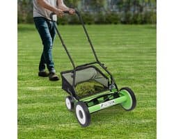 Handgrasmaaier 5 messen - Stille grasmaaier - Gazononderhoud - Milieuvriendelijk en CO2-arm - 16 inch breed - Groen