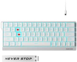 EWEADN Mechanisch Gaming Toetsenbord 60% Draadloos - RGB Verlichting - Rode Switches - Compact Mini Keyboard - Wit