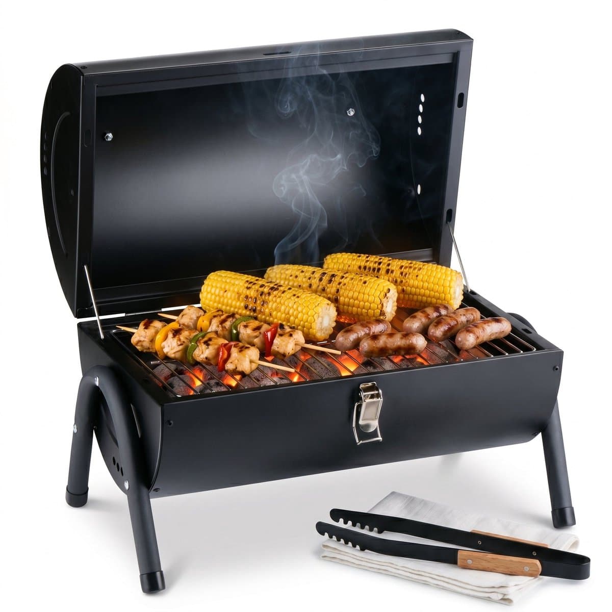 Cheqo® Houtskool BBQ - Tafelbarbecue - Tafelgrill - Draagbare Barbecue - Camping BBQ - Opvouwbaar en Inklapbaar - Mini BBQ voor Balkon - Compact - Houtskoolbarbecue - Tafel BBQ - Picknick BBQ - Grillrooster - Barbecue - Buitengrill — afbeelding 1