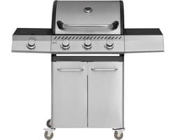 Mustang Gasbarbecue Knoxville 3+1 RVS – met 3 Branders en Zijbrander – 12,8 kW | Gietijzeren Grillrooster