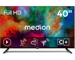 MEDION 100.3 cm 40" Full HD TV Triple Tuner DVB-T2 HD DVB-C DVB-S2 2x HDMI USB sleeptimer mediaspeler VESA CI+, MD840002