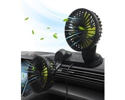 KZQ Draagbare Autoventilator Met Dubbele Kop Usb Aansluiting Voor Dashboard 3 Standen Krachtige Autofan 360 Graden Draaibaar