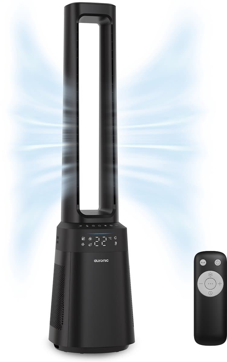 Auronic Torenventilator - Bladeless Model 2 in 1 - Luchtreiniger met HEPA-filter - Ventilator - 10 Standen - Afstandsbediening - 105 cm - Zwart — afbeelding 1