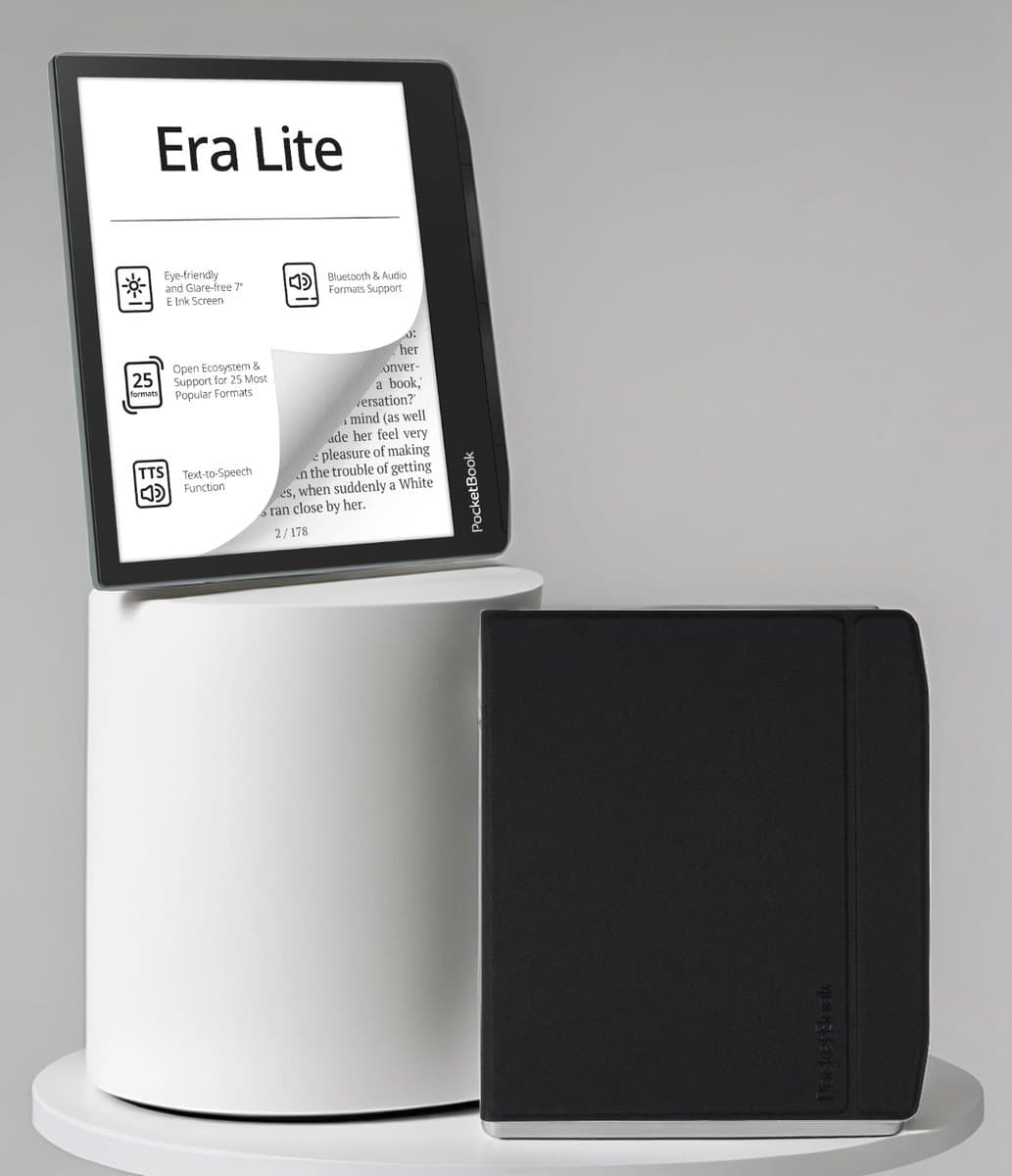 PocketBook Era Lite e-reader Stone Green – 7 inch – 16 GB – spatwaterdicht + Stone Green met Zwarte Flip Cover – voordeelbundel — afbeelding 1