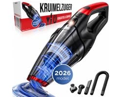 BELLAVITA ® Kruimelzuiger - Kruimeldief - 2026 Model - Handstofzuiger - Snoerloos - Kruimelzuiger Nat & Droog - 3 Opzetstukken - HEPA Filter - LED Verlichting - Extra Krachtig - Auto - Stofzuiger