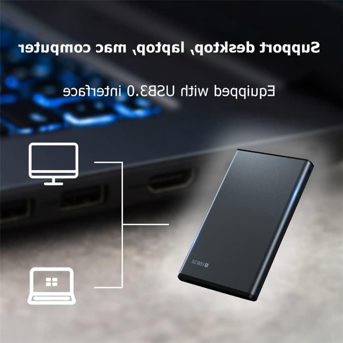 Externe harde schijf - Mobiele opslag - Bestanden opslaan - Snelle USB 3.0 - Tot 2 TB - Zwart — afbeelding 1