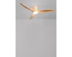 CREATE - Plafondventilator 40W stil Ø132 cm met LED verlichting in behuizing en lamp - WIND CALM RATTAN