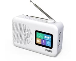OOQE TUNE PRO 4-in-1 DAB+ Radio | DAB+, FM, Bluetooth, Klok, Wekker | Ideaal als Noodradio | LCD scherm | Auto Scan: Zenders Automatisch Gevonden | Werkt Zowel op Netstroom als Batterijen | 80 voorkeurstations opslaan | Nederlandstalig | Wit