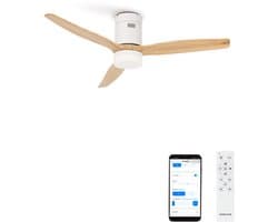 CREATE - Plafondventilator 40W silent Ø152 cm - Met Verlichting drie temperaturen - Met Wifi - Met Afstandsbediening - 6 Snelheden - Timer - Zomer/Winter functie - Wit - WIND CALM L