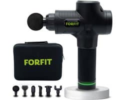 FORFIT Massage - Black – 30 Standen en 6 Opzetstukken – Draadloos en stil – Professioneel Massage apparaat- Massage Pistool