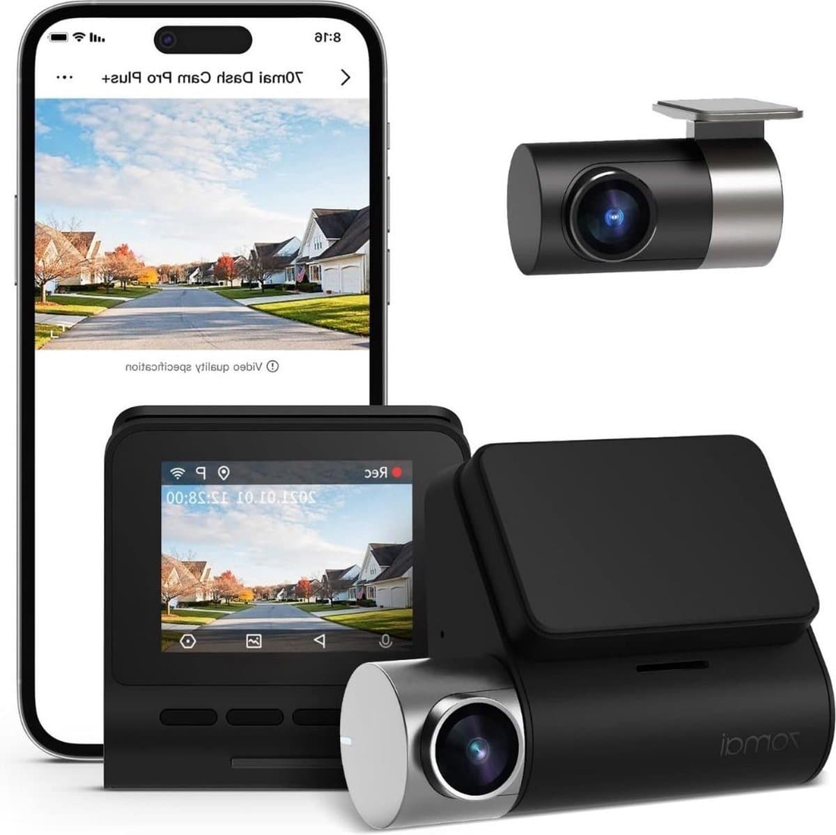Thuys – Dual Dashcam – Voor Auto 2.7K 1944P Ultra – FHD – Voor en Achter Camera Met 2 – inch Lcd – Display – Auto Camera – WIFI – G-Sensor – App bediening — afbeelding 1