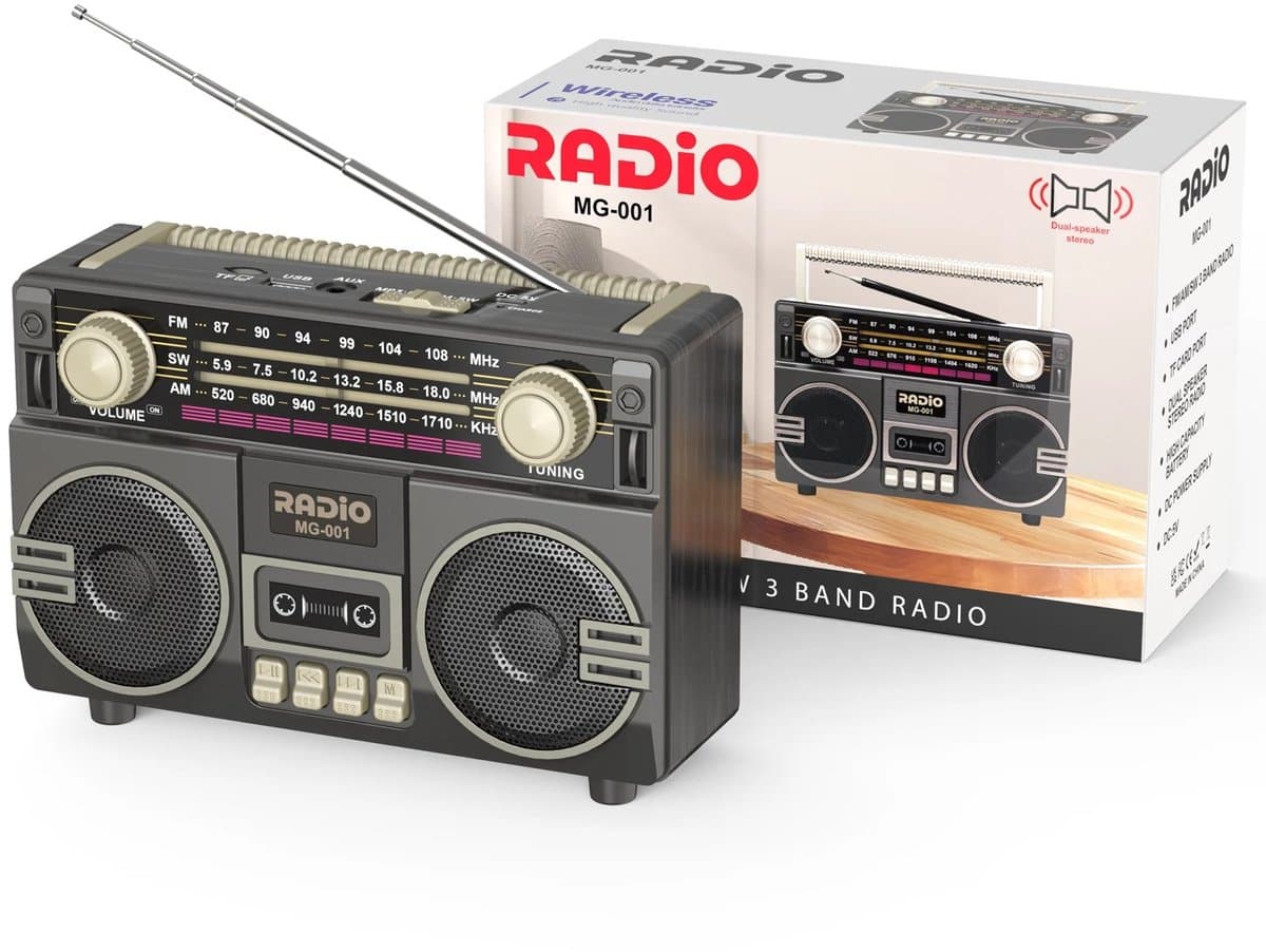 Vintage Radio - Multifunctionele Draagbare Retro Radio - USB-opladen - Met TF-kaartspeler En AUX, AM/FM/SW-banden - Geschikt Voor Ouderen En Familiebijeenkomsten — afbeelding 1