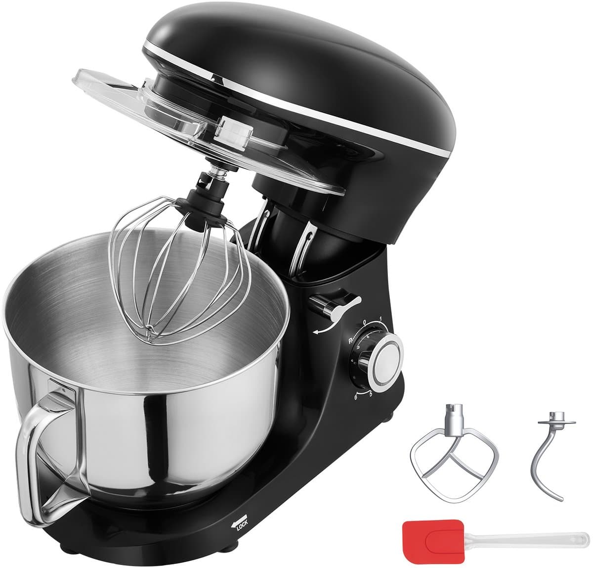 Keukenmachine, 8,3 QT Deegmixer, 1400 W, 6+P Snelheden, Keukenmachine met Kantelbare Kop en Roestvrijstalen Kom, Deeghaak, Garde, Platte Klopper, Schraper — afbeelding 1