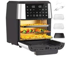 Sinaopus XL Airfryer & Mini Oven in één – 11L Extra Grote Capaciteit – Inclusief 4 Accessoires – 12 Voorgeprogrammeerde Functies – LED Display – Makkelijk te Reinigen