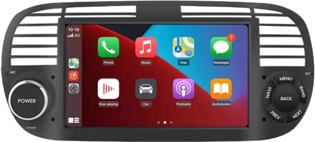 Carplay / android auto radio geschikt voor Fiat 500 2007-2015 - Zwart — afbeelding 1