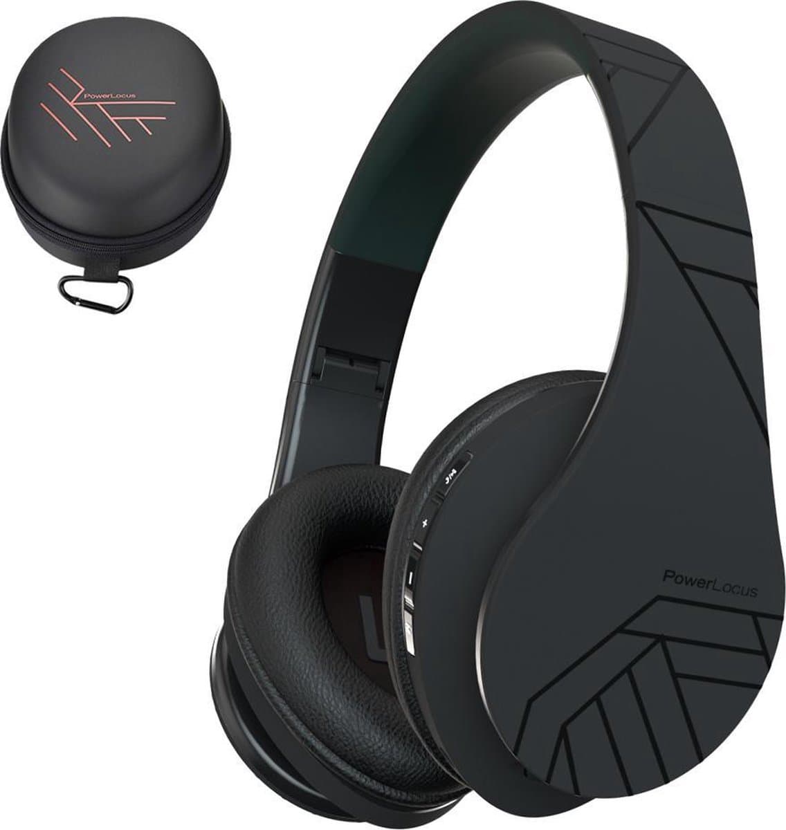 PowerLocus P2 - Draadloze Over-Ear Koptelefoon Inklapbaar - Bluetooth Hoofdtelefoon - Met microfoon – Headphone - Micro SD mode – Incl. Carry Case - Zwart — afbeelding 1