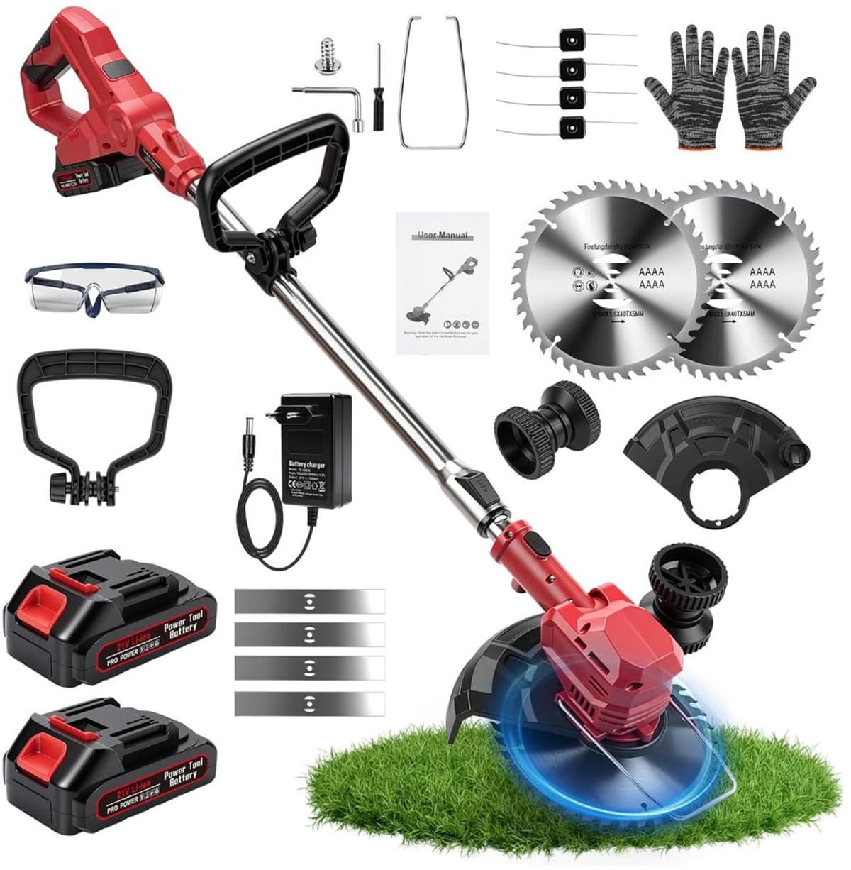 DailySupplies® Grasmaaier Elektrisch - Grastrimmers met Accu - Rood — afbeelding 1