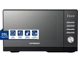 Heinner Vrijstaand Magnetron 25L – 800 W – 5 Vermogensniveaus – 8 Automatische Programma’s – Ontdooifunctie – Timer – Spiegelglas – Zwart