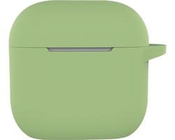 Hoesje - Geschikt voor Apple AirPods 5 - met Clip - Siliconen Hoes - Silicone Case Cover - Groen