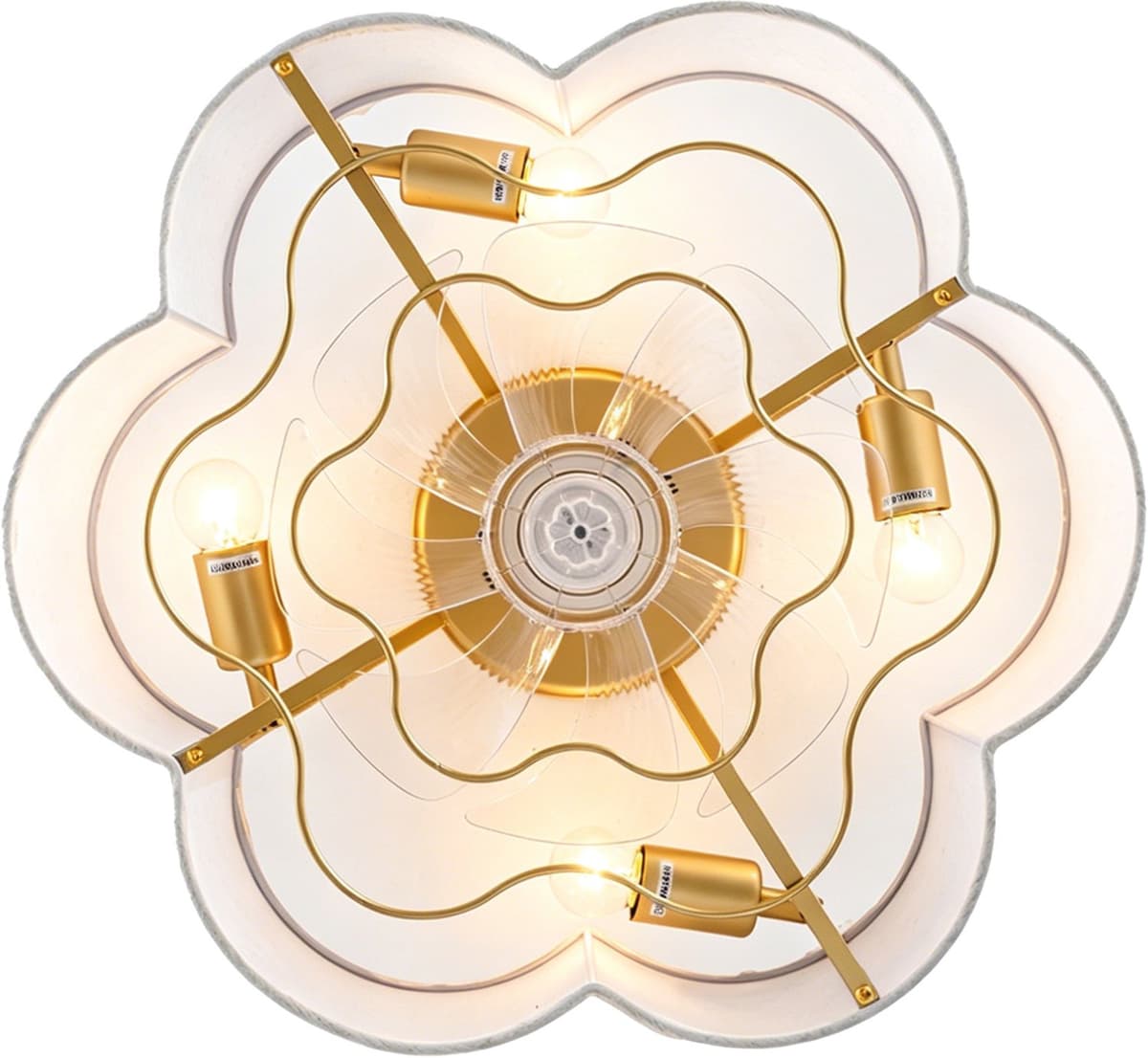 Plafondventilator Met Verlichting – 50 x 50 x 20 cm – Zes Snelheden – Linnen En Kunststof – Koperkleur – App- En Afstandsbediening – Timer — afbeelding 1