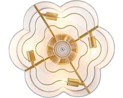 Plafondventilator Met Verlichting – 50 x 50 x 20 cm – Zes Snelheden – Linnen En Kunststof – Koperkleur – App- En Afstandsbediening – Timer