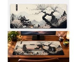 Zen Design XXL Muismat 90x40 – Japans Landschap – Anti-slip – Bureau Onderlegger