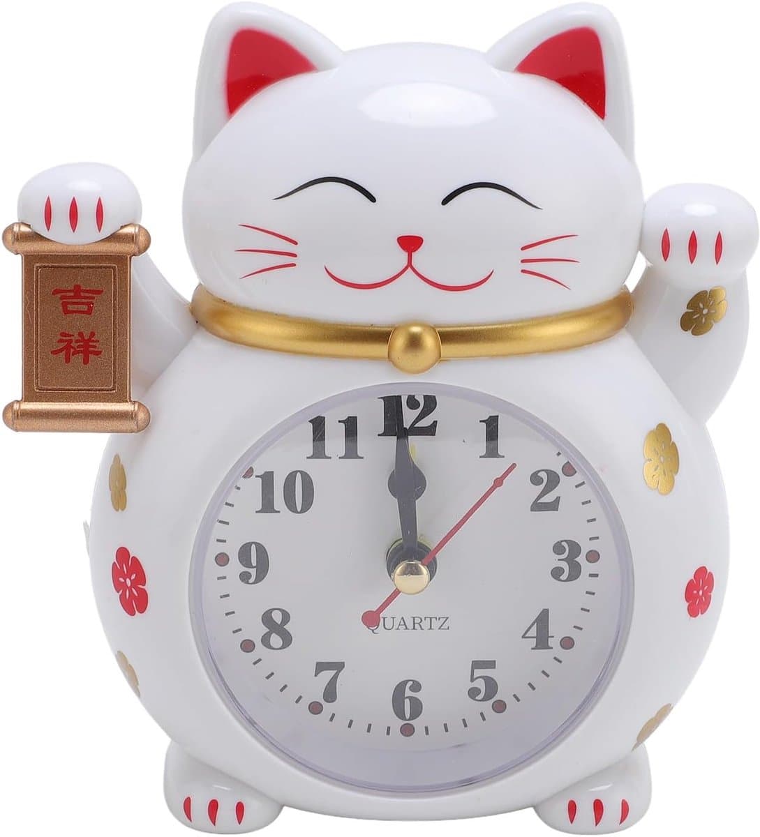 Lucky Cat Alarmklok Chinees Lucky Cat Table Clock Cute Cartoon Clock Decoratie Ornament voor Kinderkamer Kinder Slaapkamer (YF2025B) — afbeelding 1