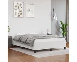 Bedframe, wit, 140 x 200 cm, kunstleer, logeerkamer, bedframe voor slaapkamer, hotelbedframe, familiebed voor slaapkamer, hotel, logeerkamer