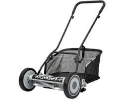 Handmaaier - Met bak - Duwbare gazonmaaier - Gazononderhoud - Tuin - 5-blads spiraal - Maaibreedte 45 cm - Grijs