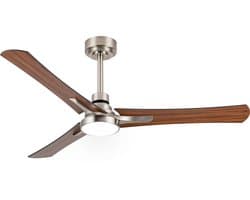 Goedewaere Plafondventilator Dual Wood - Lamp - Afstandsbediening - Timer - Slaapkamer - Zilver - 132cm